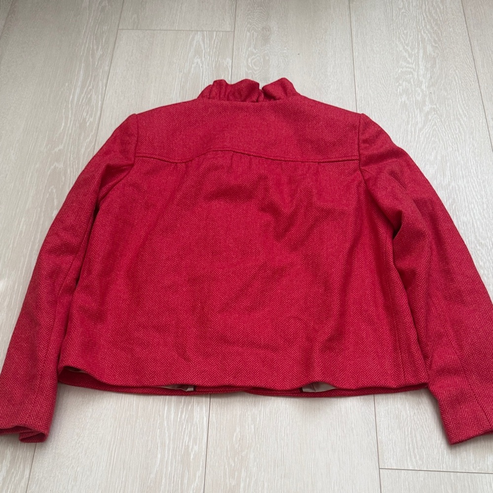 J. Crew Red Ruffle Button Jacket - Picture 8 of 8